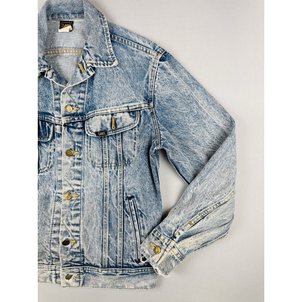 Vintage 80s Lee Riders 153438 USA Denim Trucker Jacket Medium Faded Distressed - Picture 4 of 14